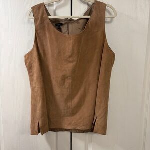 Talbots Camel Suede Leather Sleeveless Top